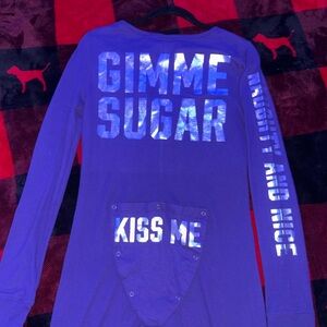 LIMITED EDITION PINK VICTORIAS SECRET PURPLE THERMAL LONG JOHN ONESIE W/GLITTER